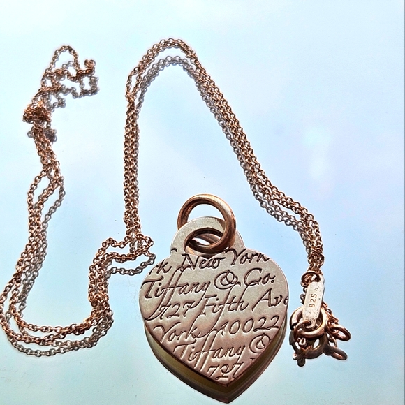 Vintage Tiffany & Company NY Heart Charm Pendant Notes Silver .925 - Picture 5 of 6